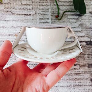 NWT - Ciroa Lace Porcelain Espresso Cup With Saucer